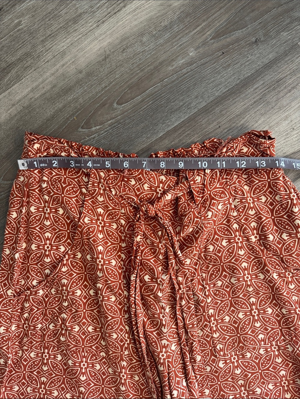 Patrons of Peace Wide Leg Pants in Rust Orange Print - Picture 4 of 7